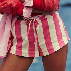 Free People Hot Hot Hot Shorts Pink and White Stripes